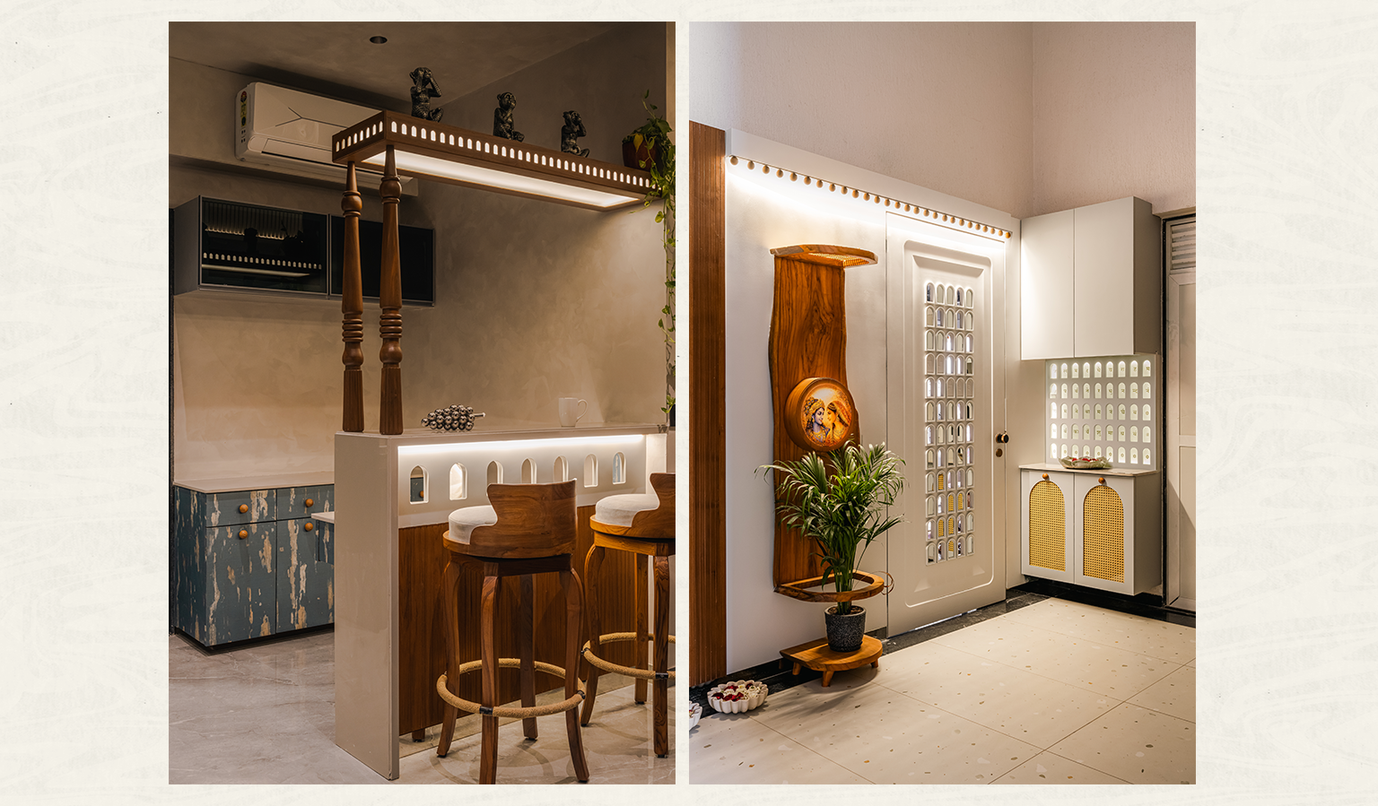 Modern simplistic interior design with warm and soft lights.